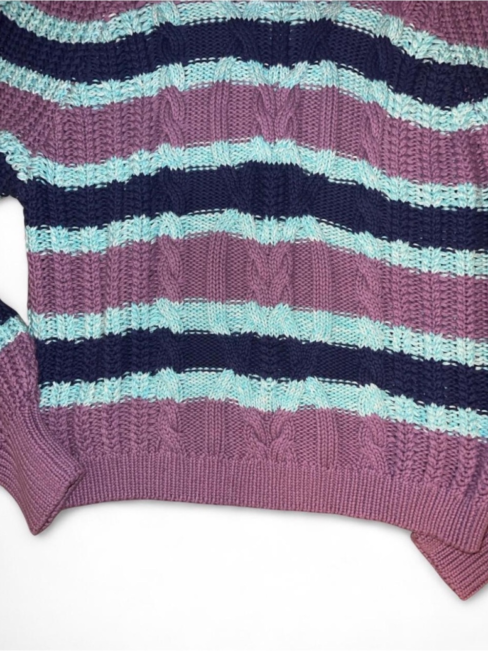 Purple Free People Striped Cable Knit Sweater - Small - Picture 2 of 4